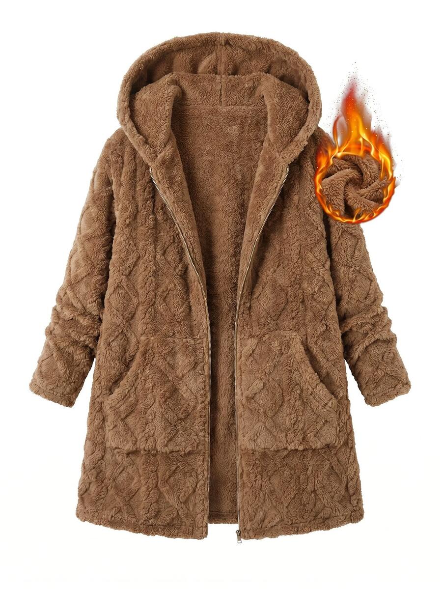 Plus Size Longline Knit Hoodie with Pockets