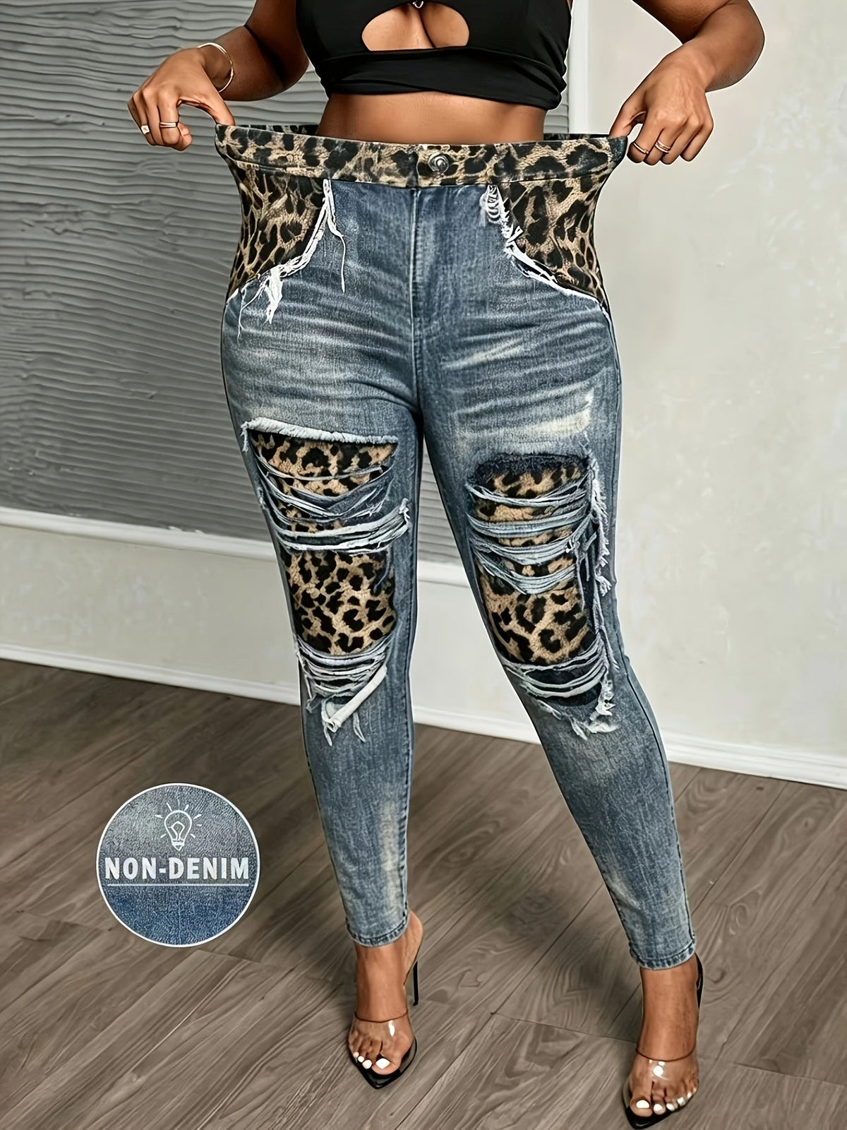 Plus Size High-Waisted Leopard Print Leggings