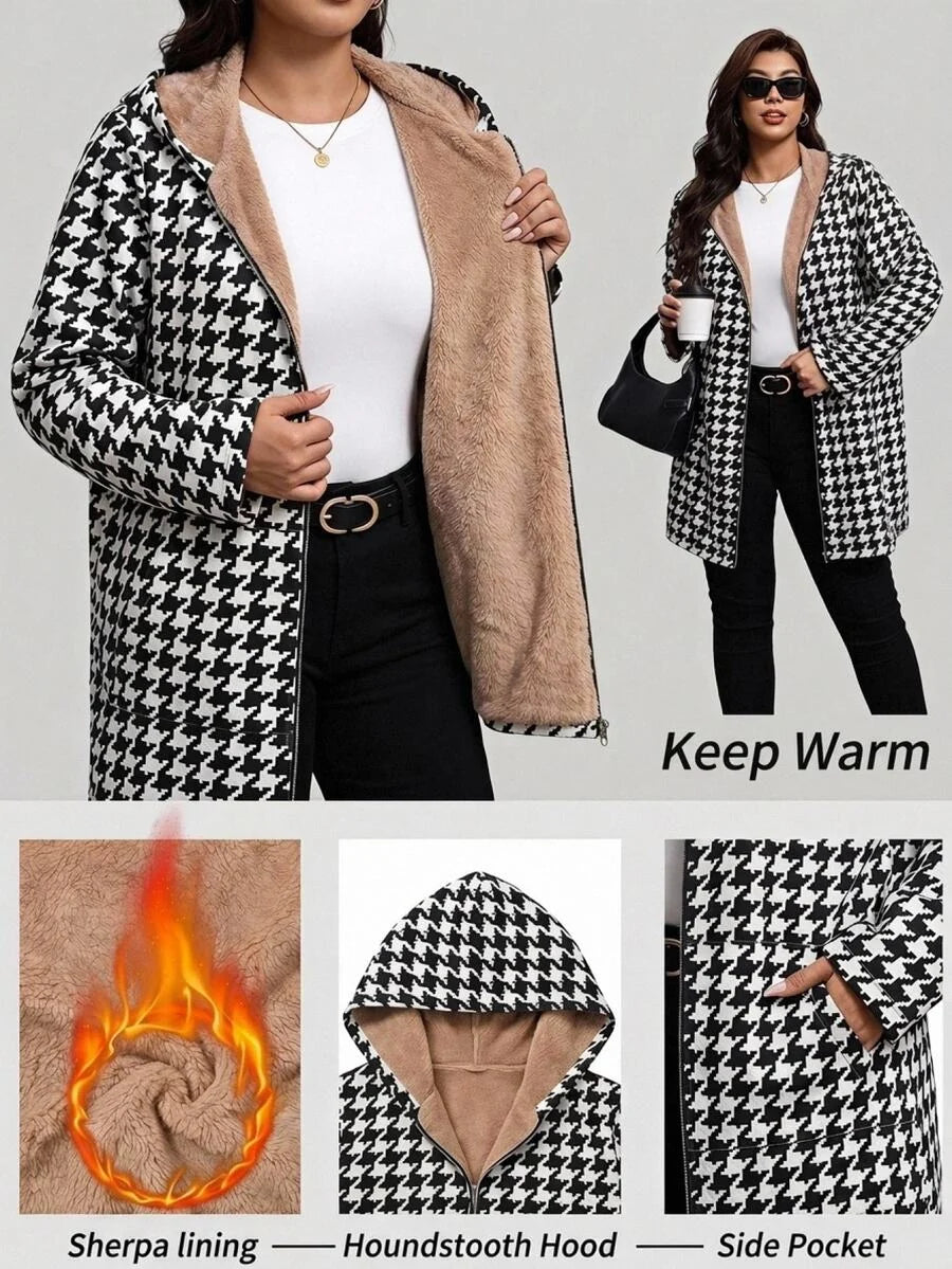 Plus Size Longline Knit Hoodie with Pockets