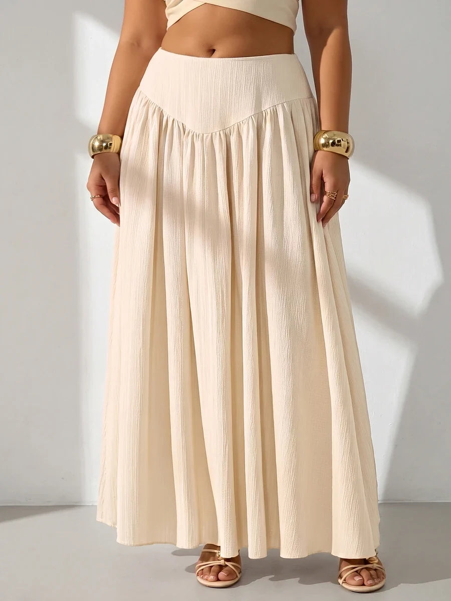 Plus Size A-Line Maxi Skirt with Pockets