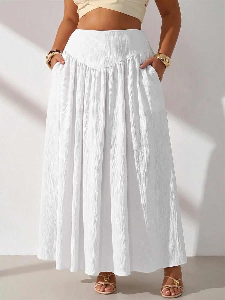 Plus Size A-Line Maxi Skirt with Pockets