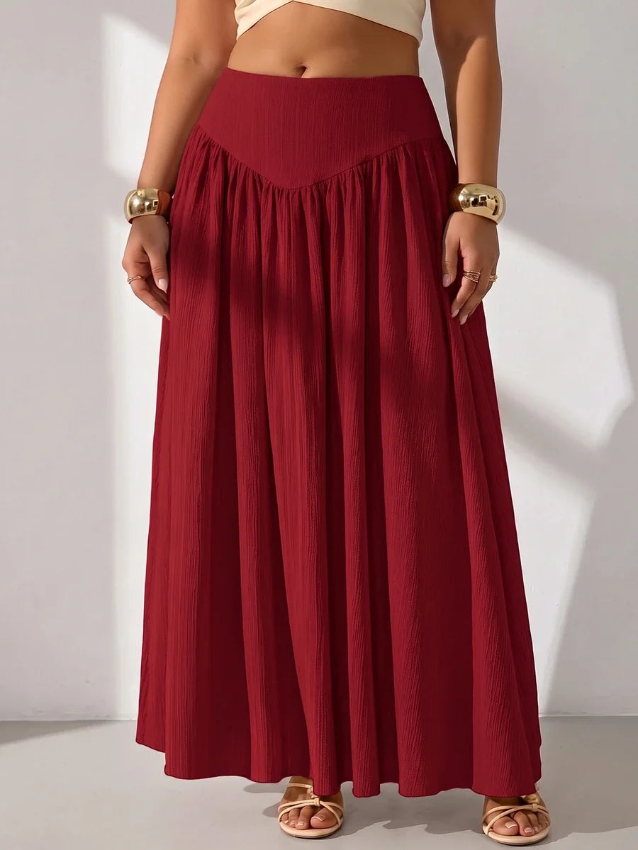 Plus Size A-Line Maxi Skirt with Pockets