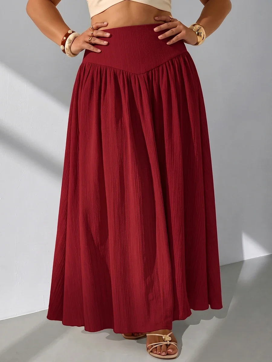 Plus Size A-Line Maxi Skirt with Pockets