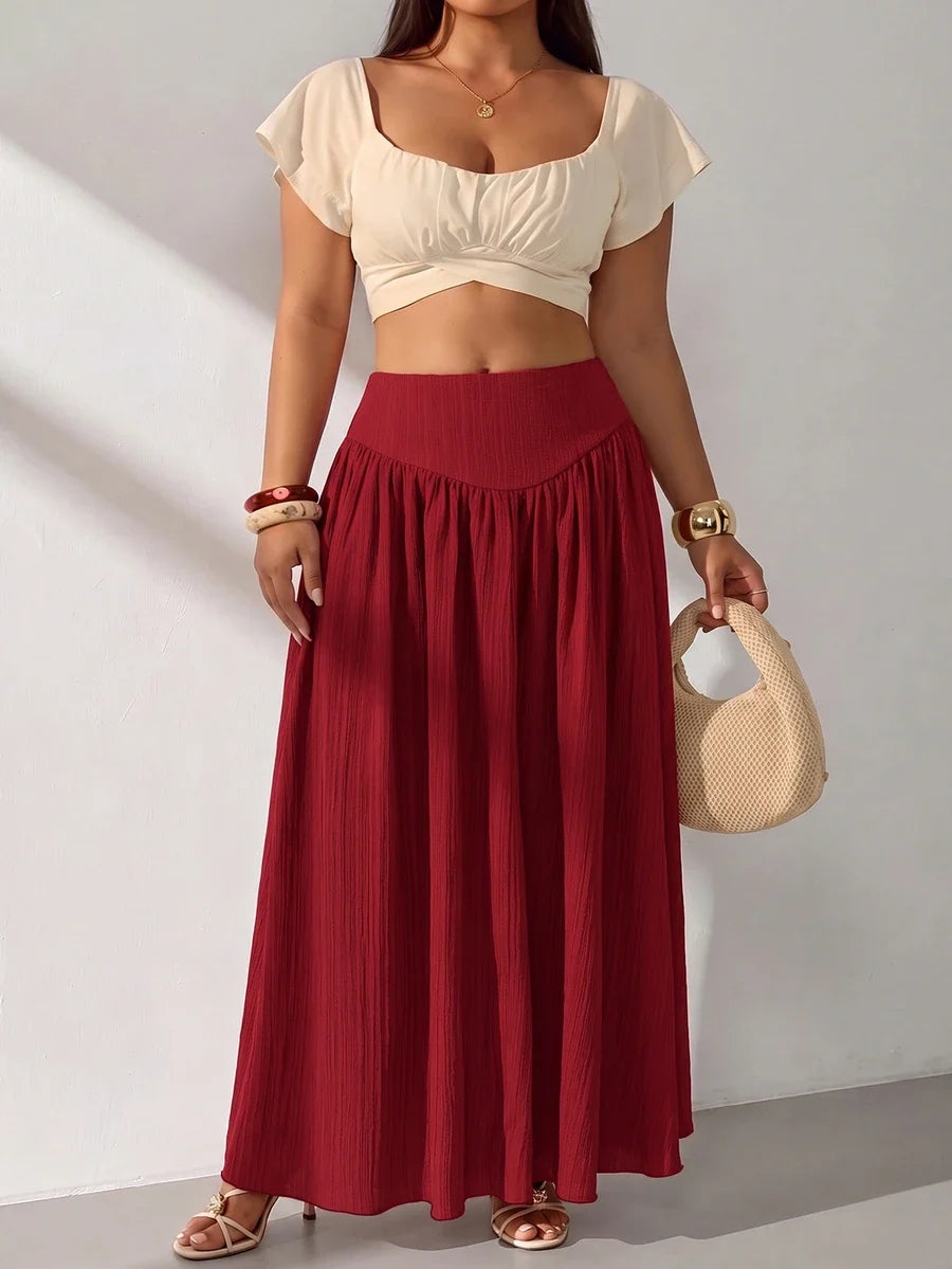Plus Size A-Line Maxi Skirt with Pockets