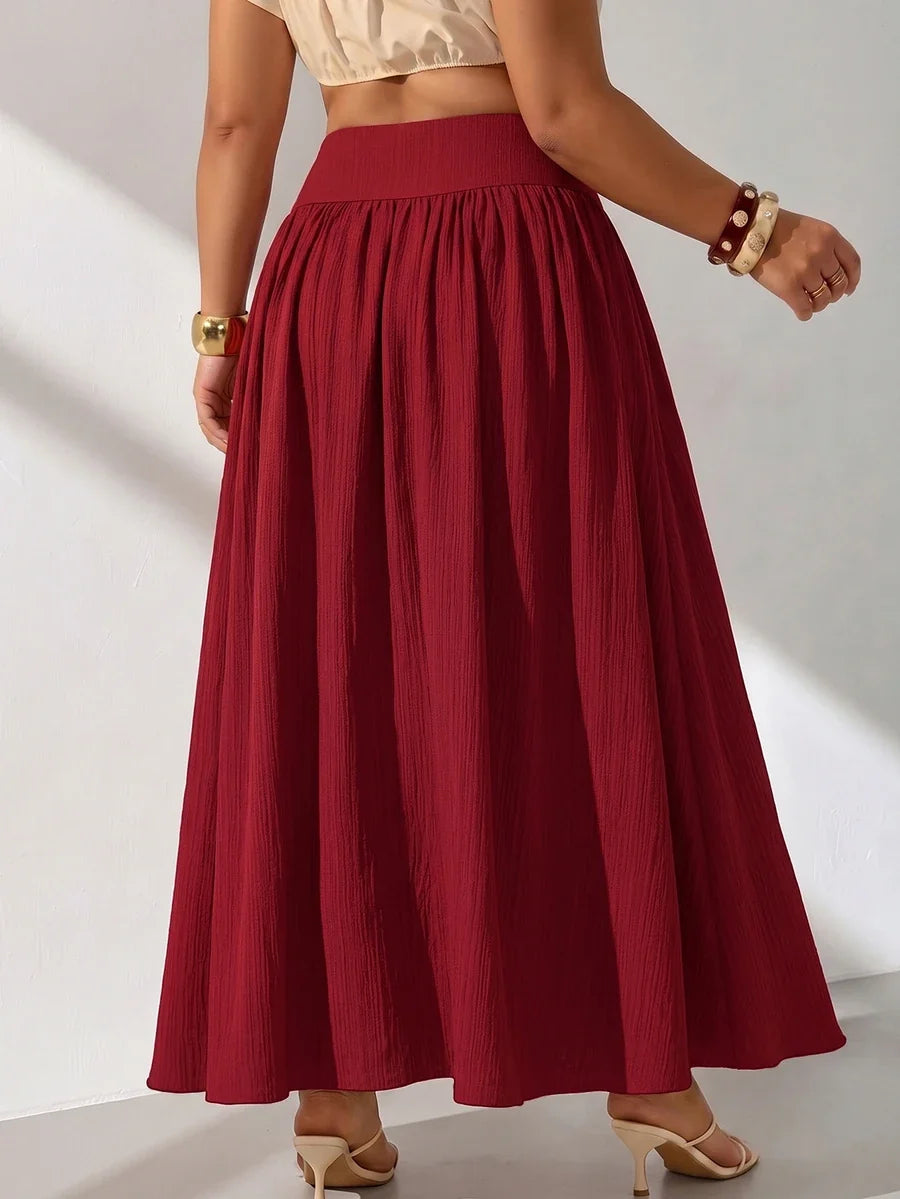 Plus Size A-Line Maxi Skirt with Pockets