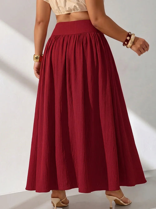 Plus Size A-Line Maxi Skirt with Pockets