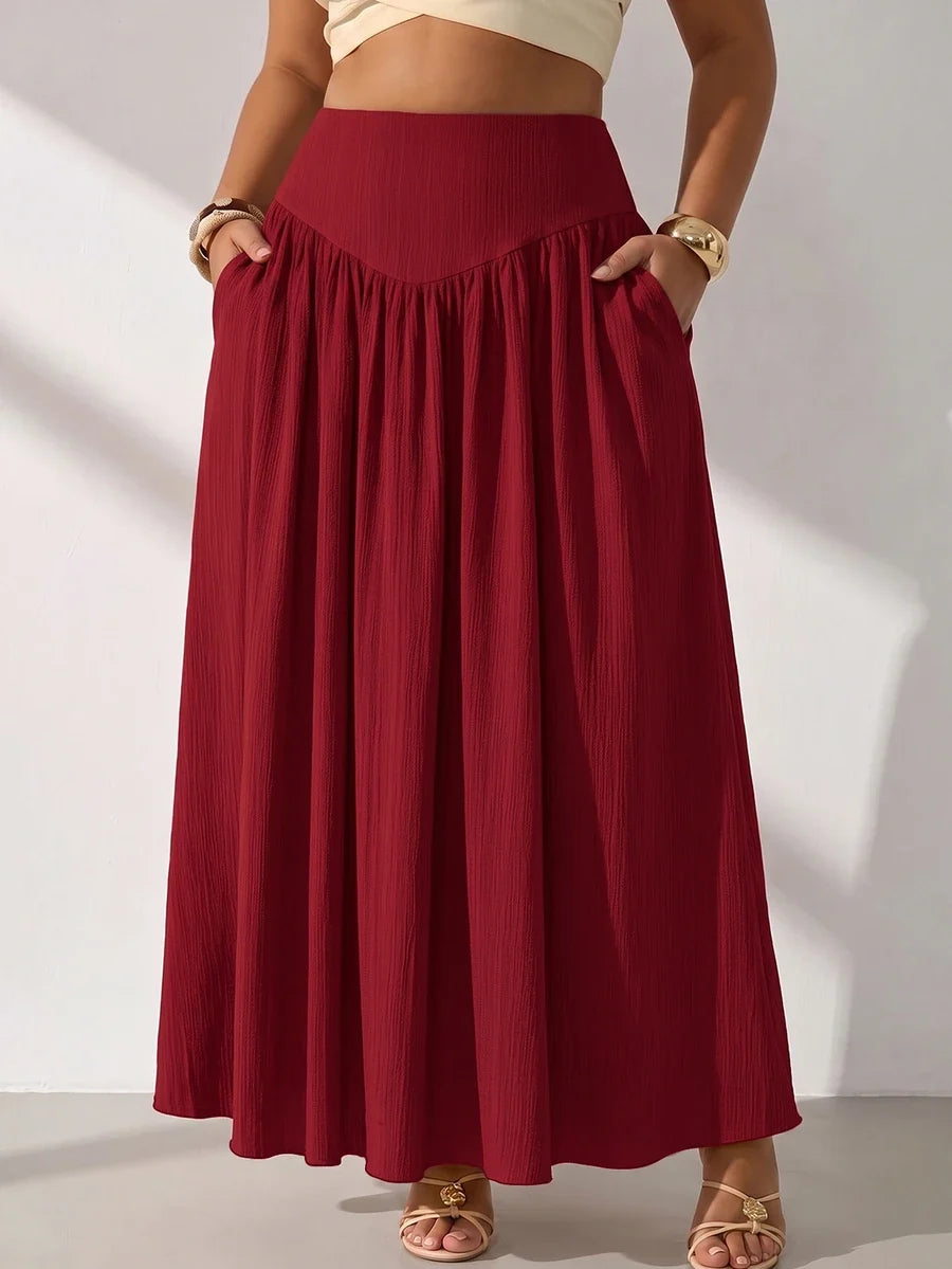 Plus Size A-Line Maxi Skirt with Pockets