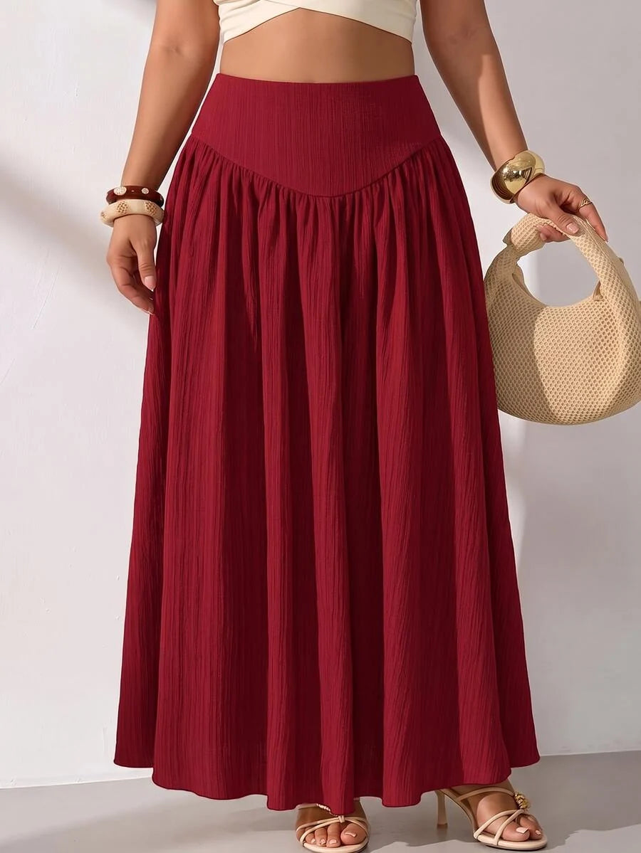 Plus Size A-Line Maxi Skirt with Pockets