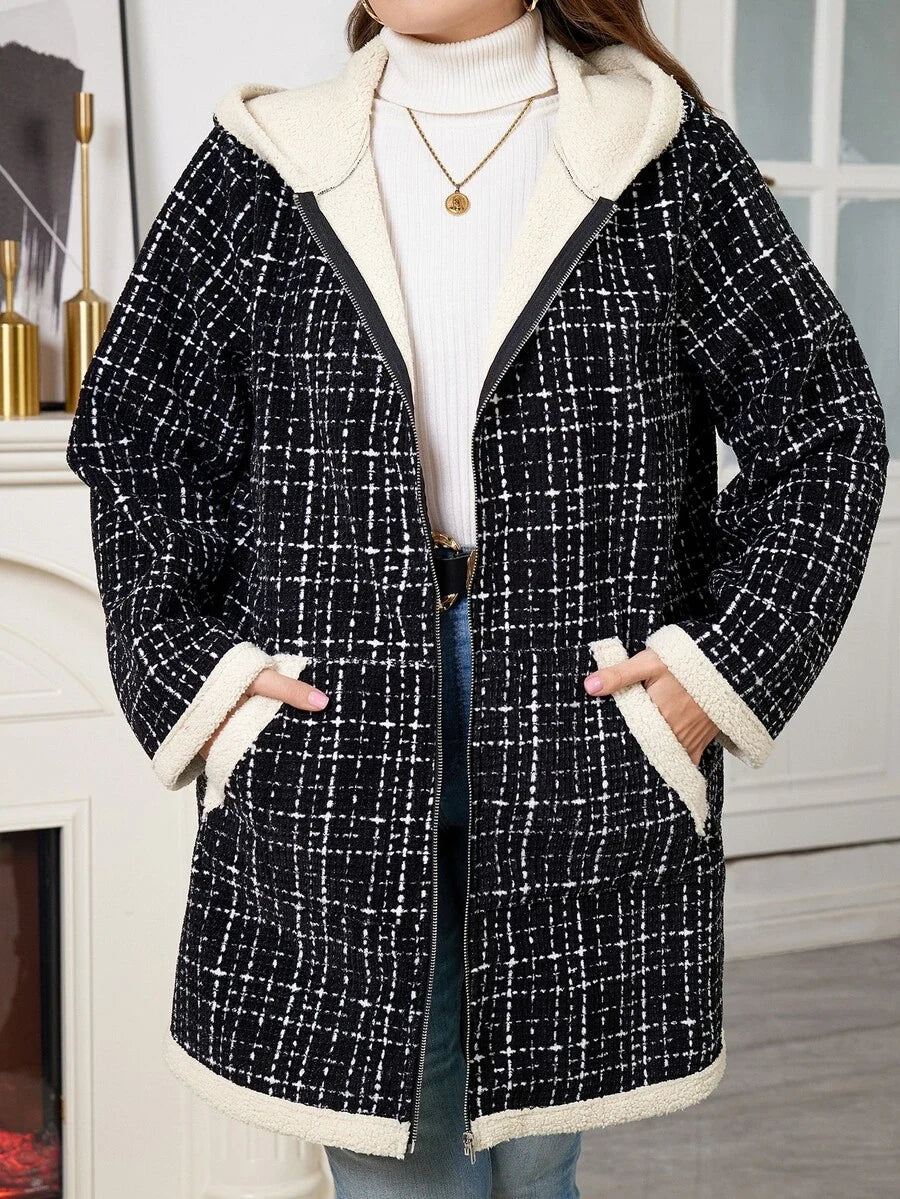Plus Size Longline Knit Hoodie with Pockets