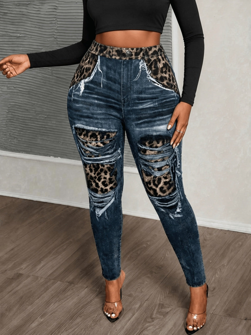 Plus Size High-Waisted Leopard Print Leggings