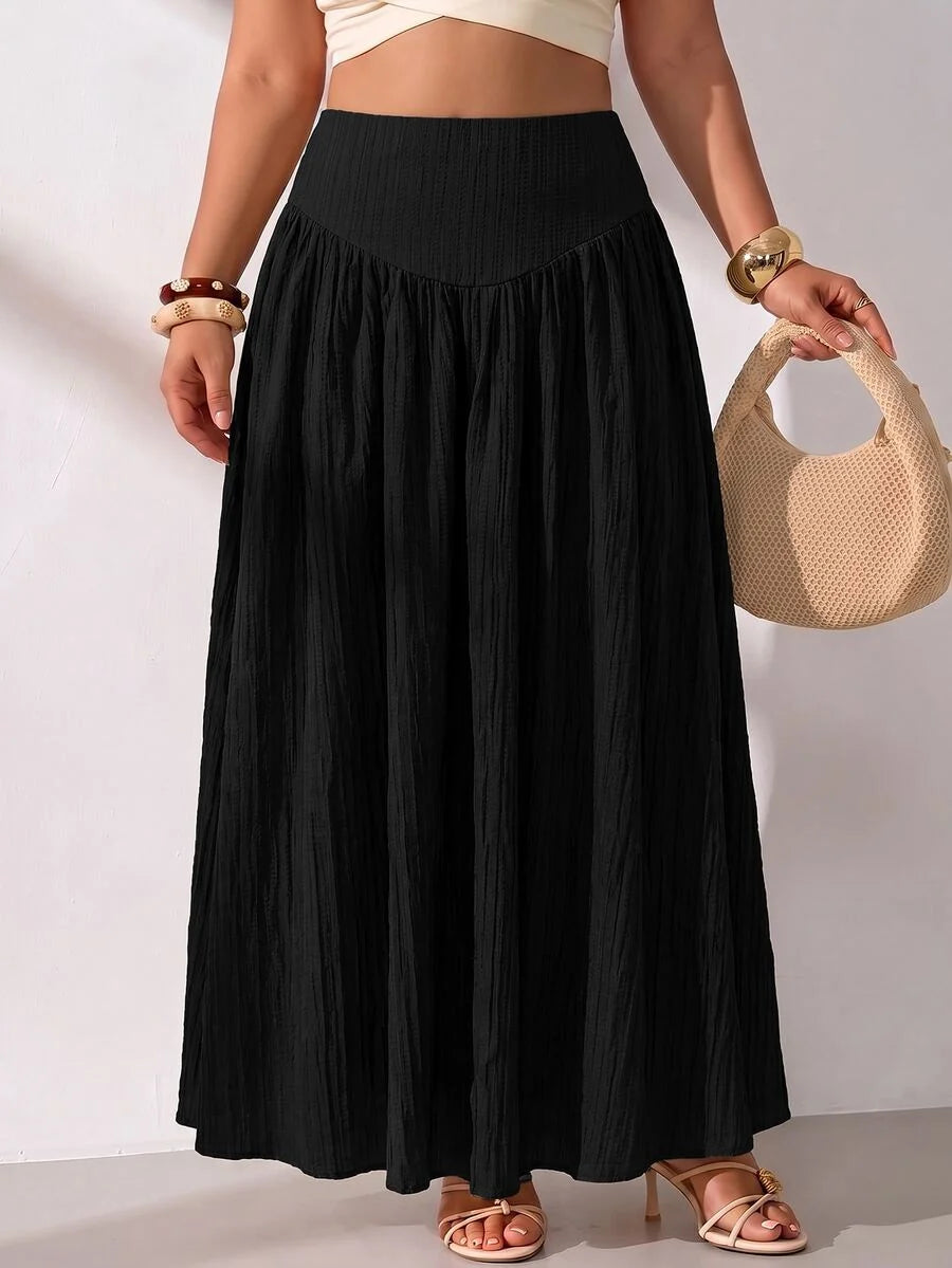 Plus Size A-Line Maxi Skirt with Pockets