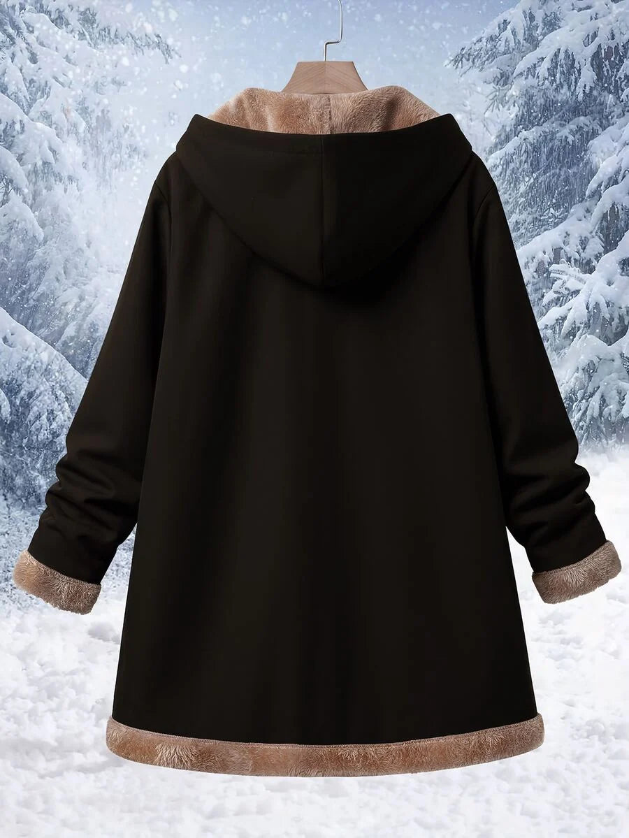 Plus Size Longline Knit Hoodie with Pockets