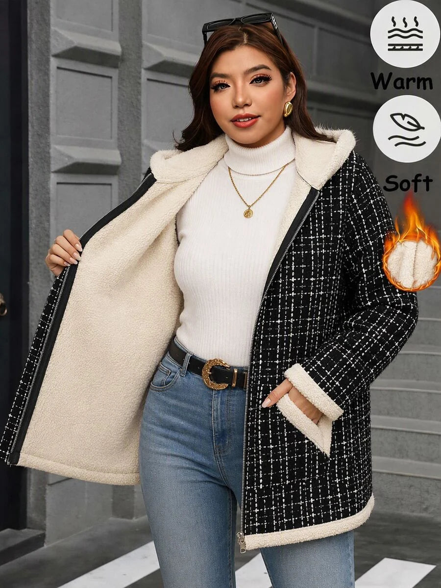 Plus Size Longline Knit Hoodie with Pockets