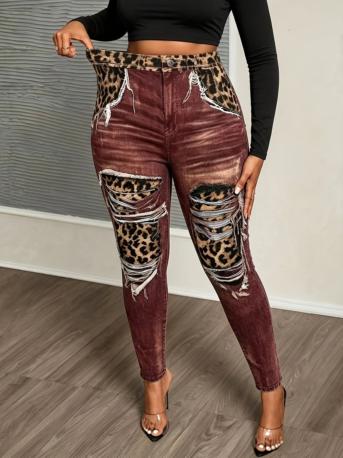 Plus Size High-Waisted Leopard Print Leggings