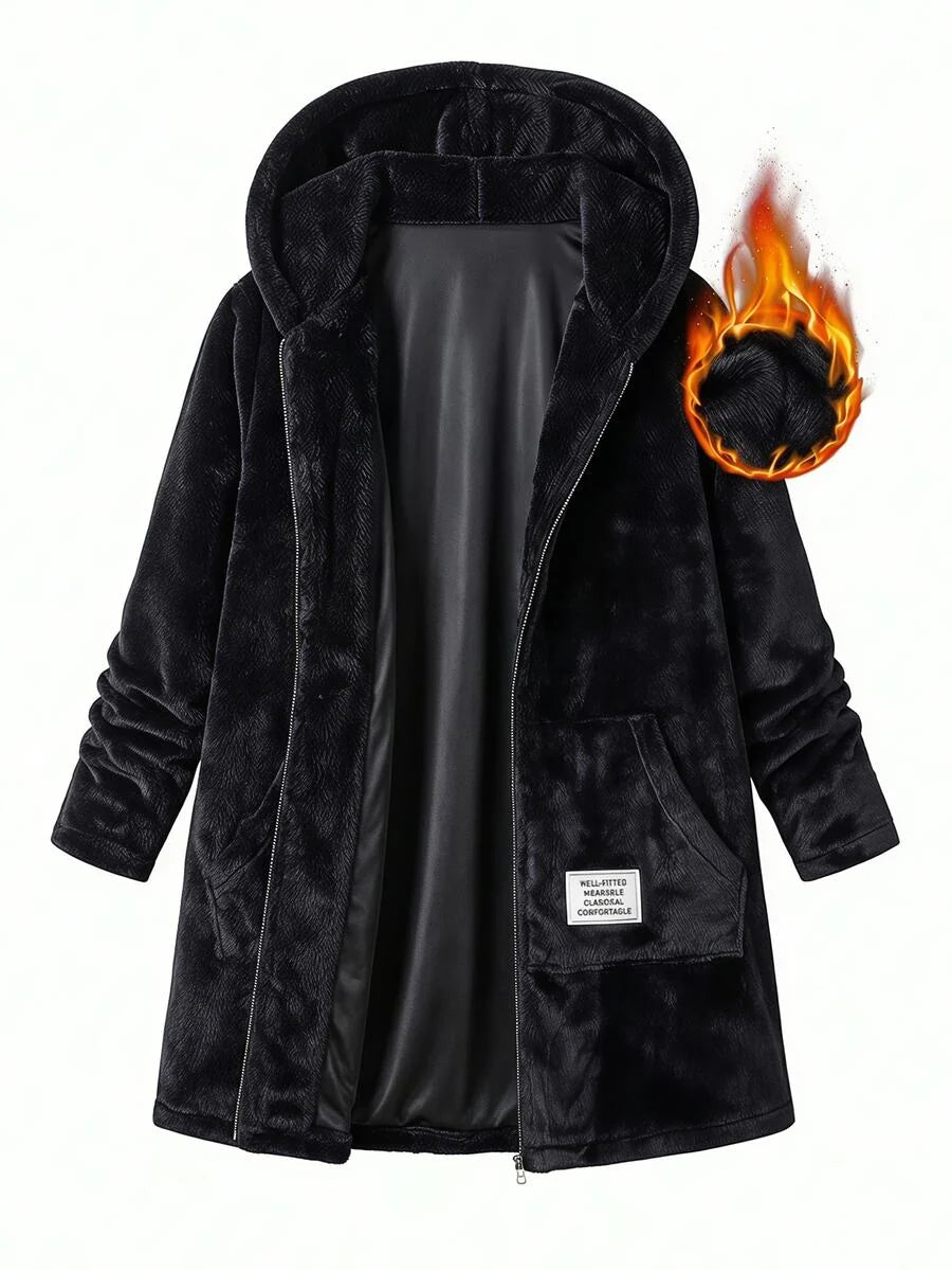 Plus Size Longline Knit Hoodie with Pockets