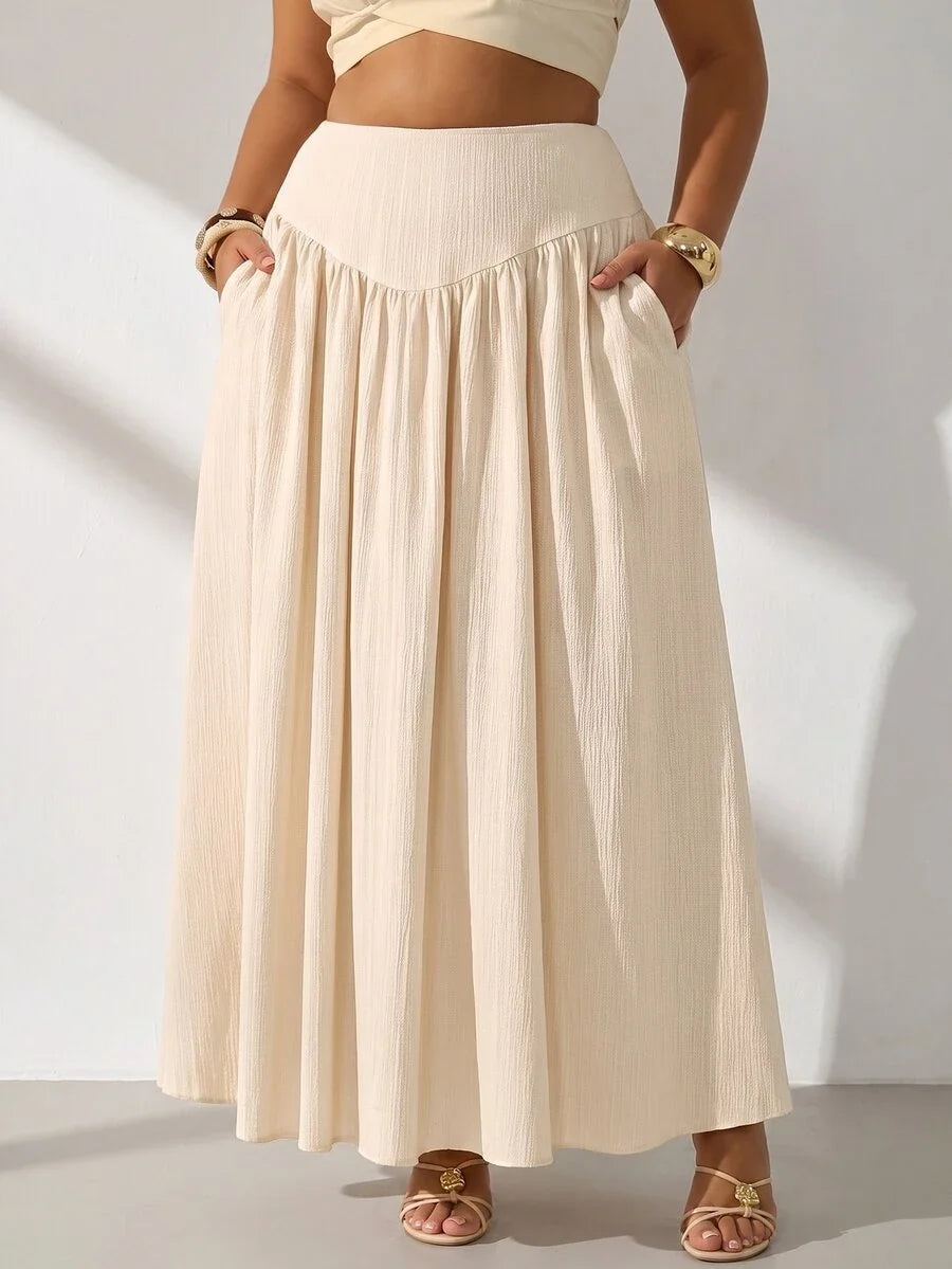 Plus Size A-Line Maxi Skirt with Pockets