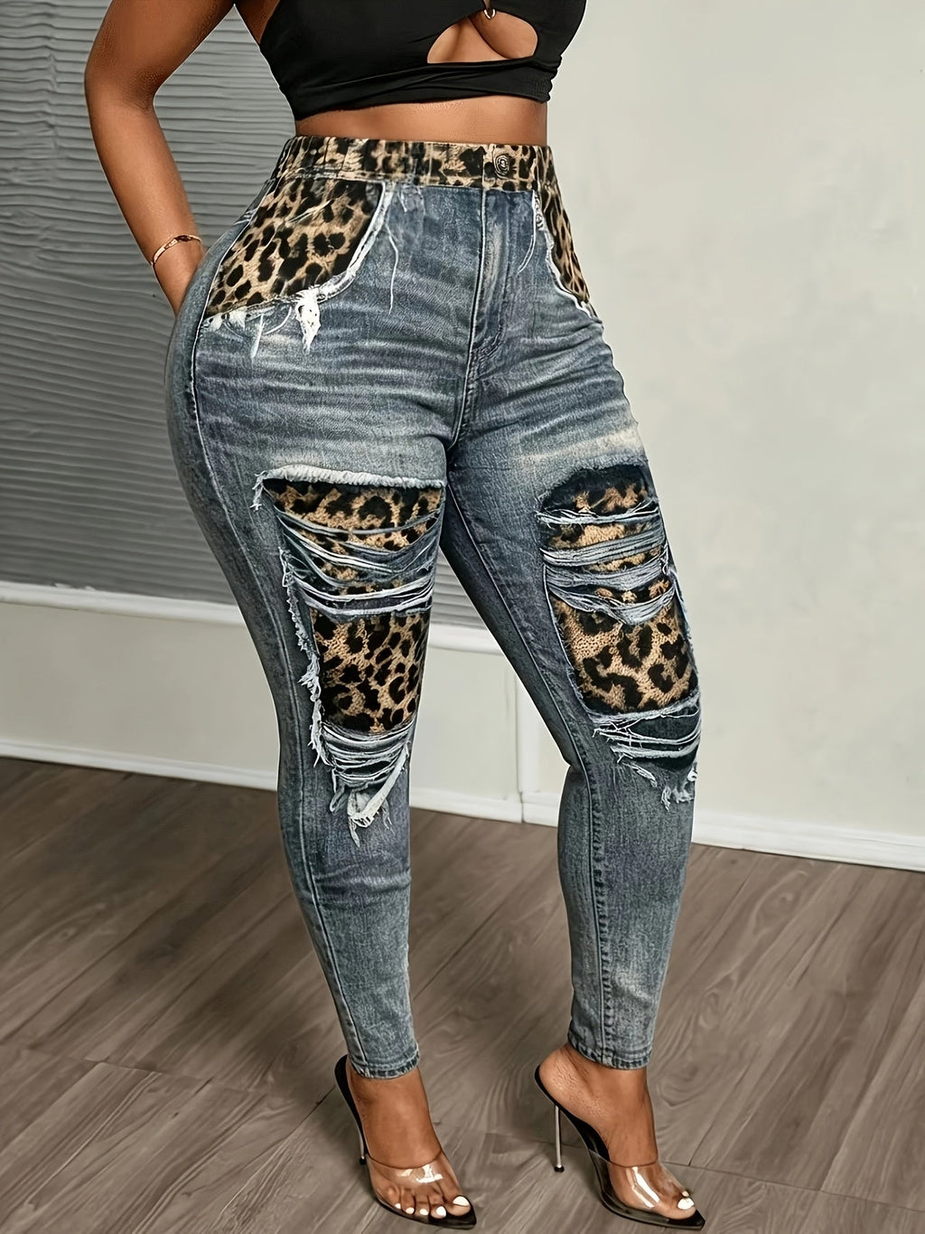 Plus Size High-Waisted Leopard Print Leggings