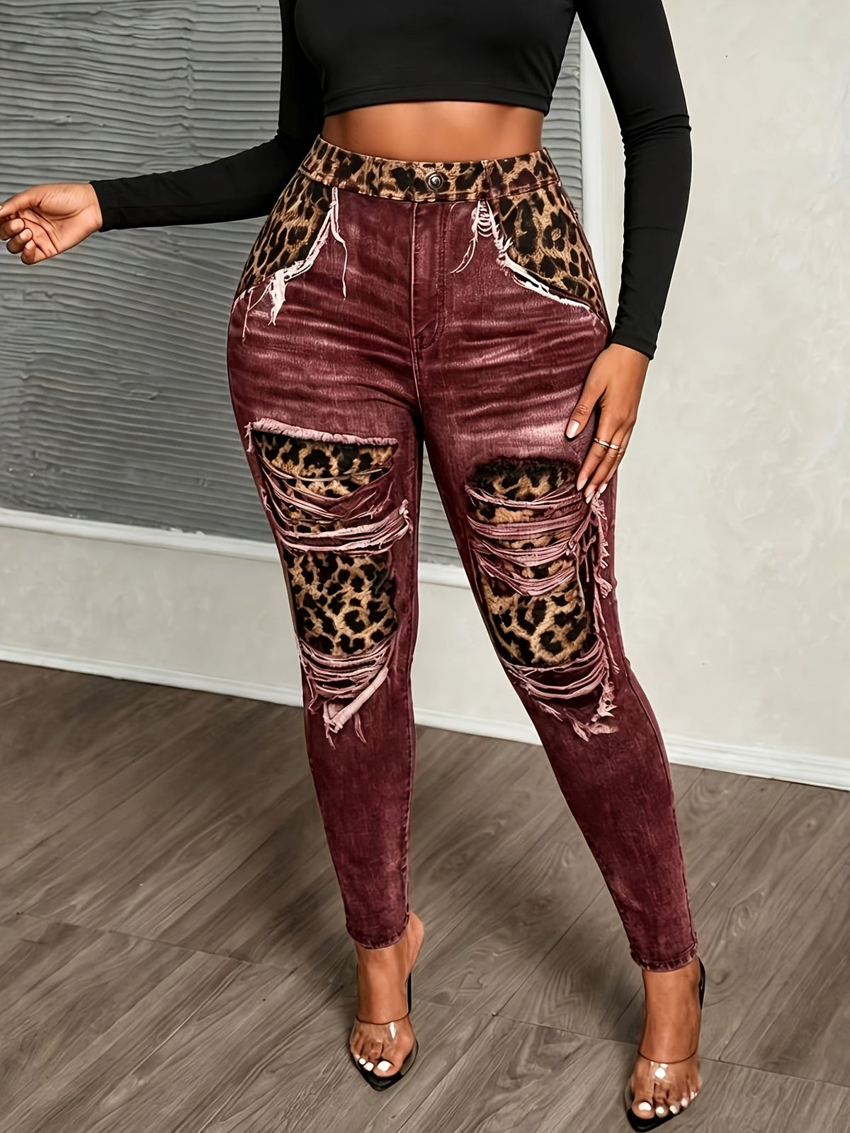 Plus Size High-Waisted Leopard Print Leggings