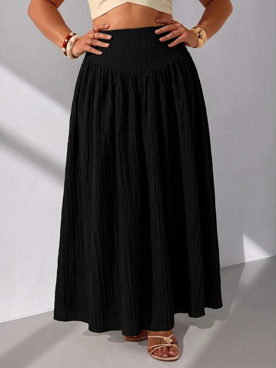 Plus Size A-Line Maxi Skirt with Pockets