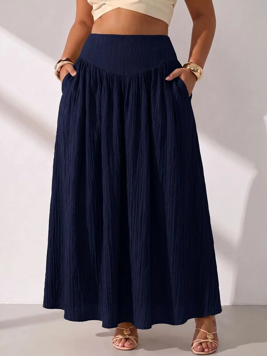 Plus Size A-Line Maxi Skirt with Pockets