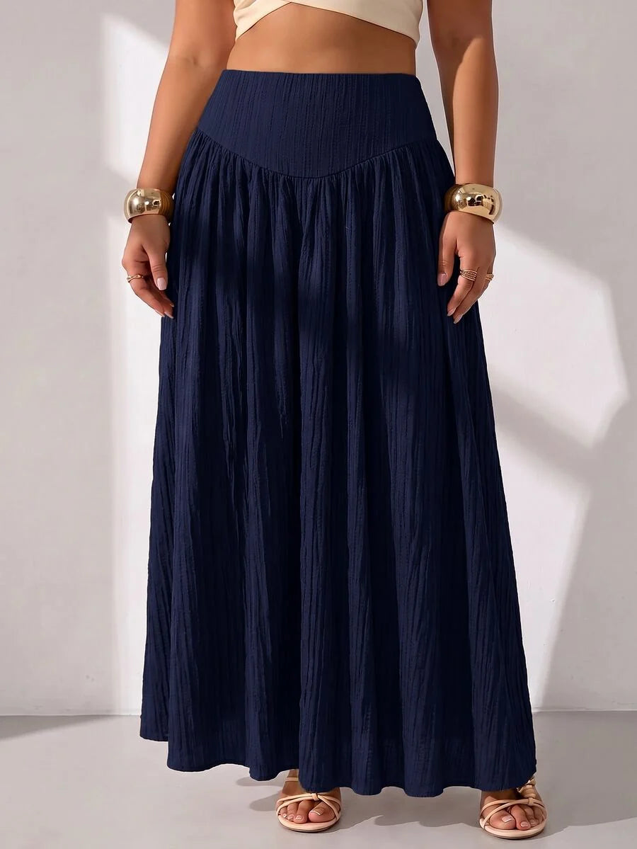 Plus Size A-Line Maxi Skirt with Pockets