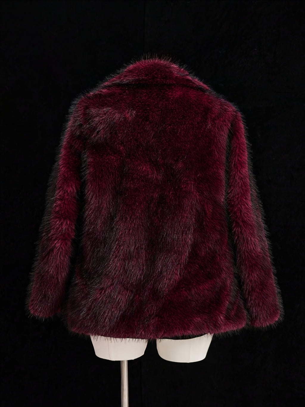 Plus Size Deep Red Faux Fur Jacket with Toggle Fastenings