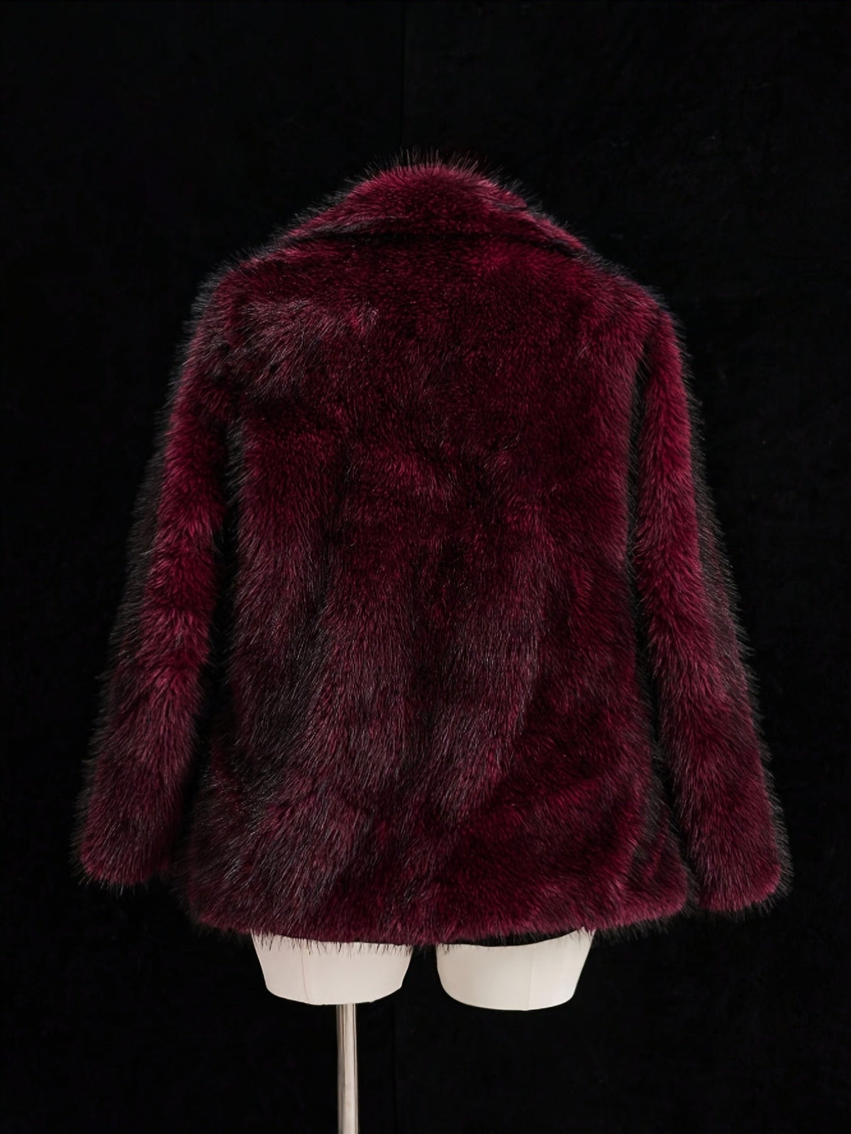 Plus Size Deep Red Faux Fur Jacket with Toggle Fastenings