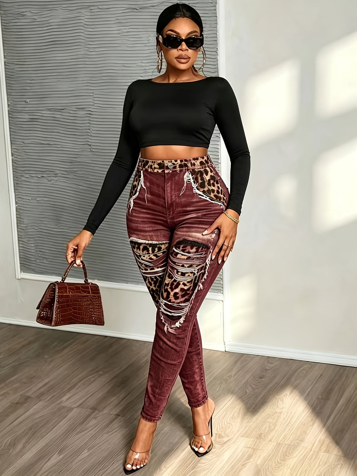 Plus Size High-Waisted Leopard Print Leggings