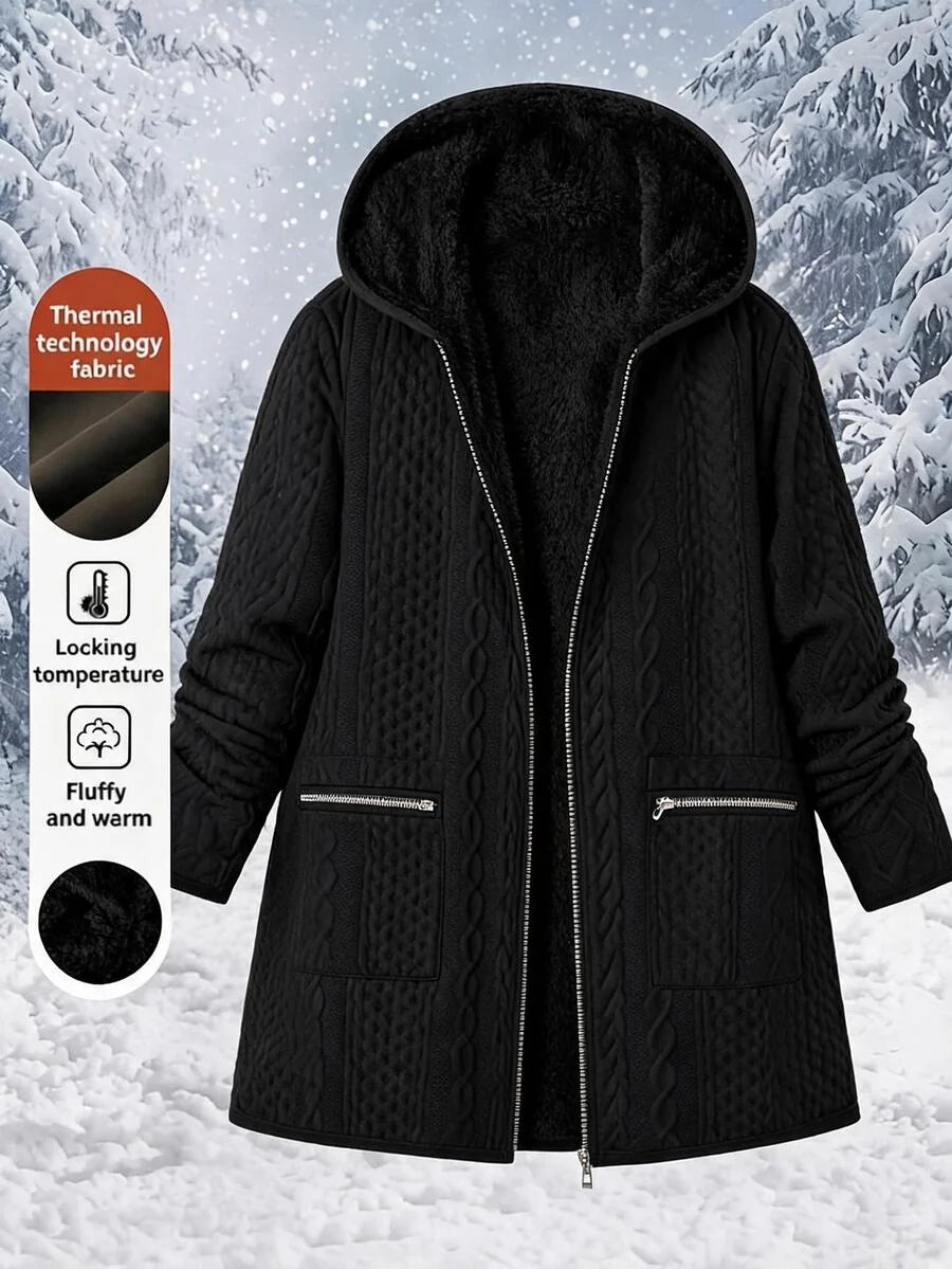 Plus Size Longline Knit Hoodie with Pockets