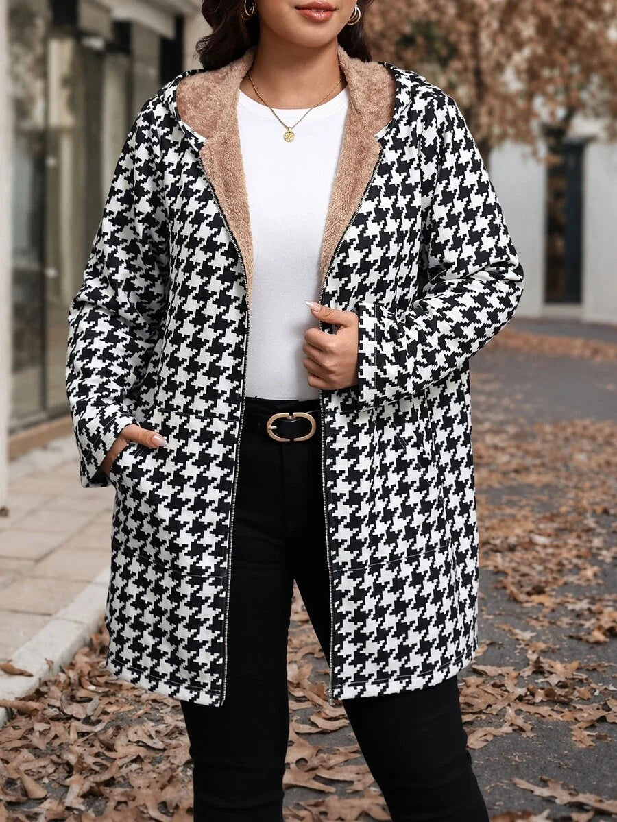Plus Size Longline Knit Hoodie with Pockets