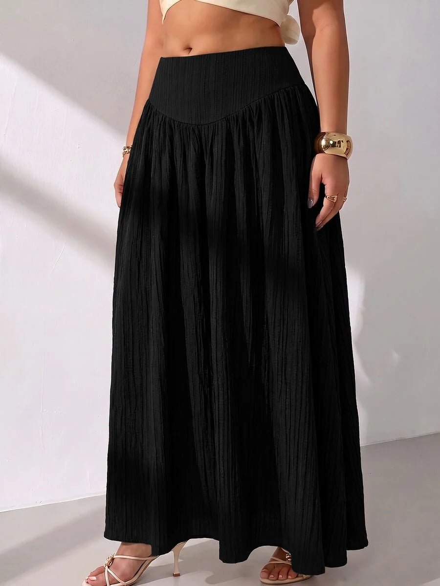 Plus Size A-Line Maxi Skirt with Pockets