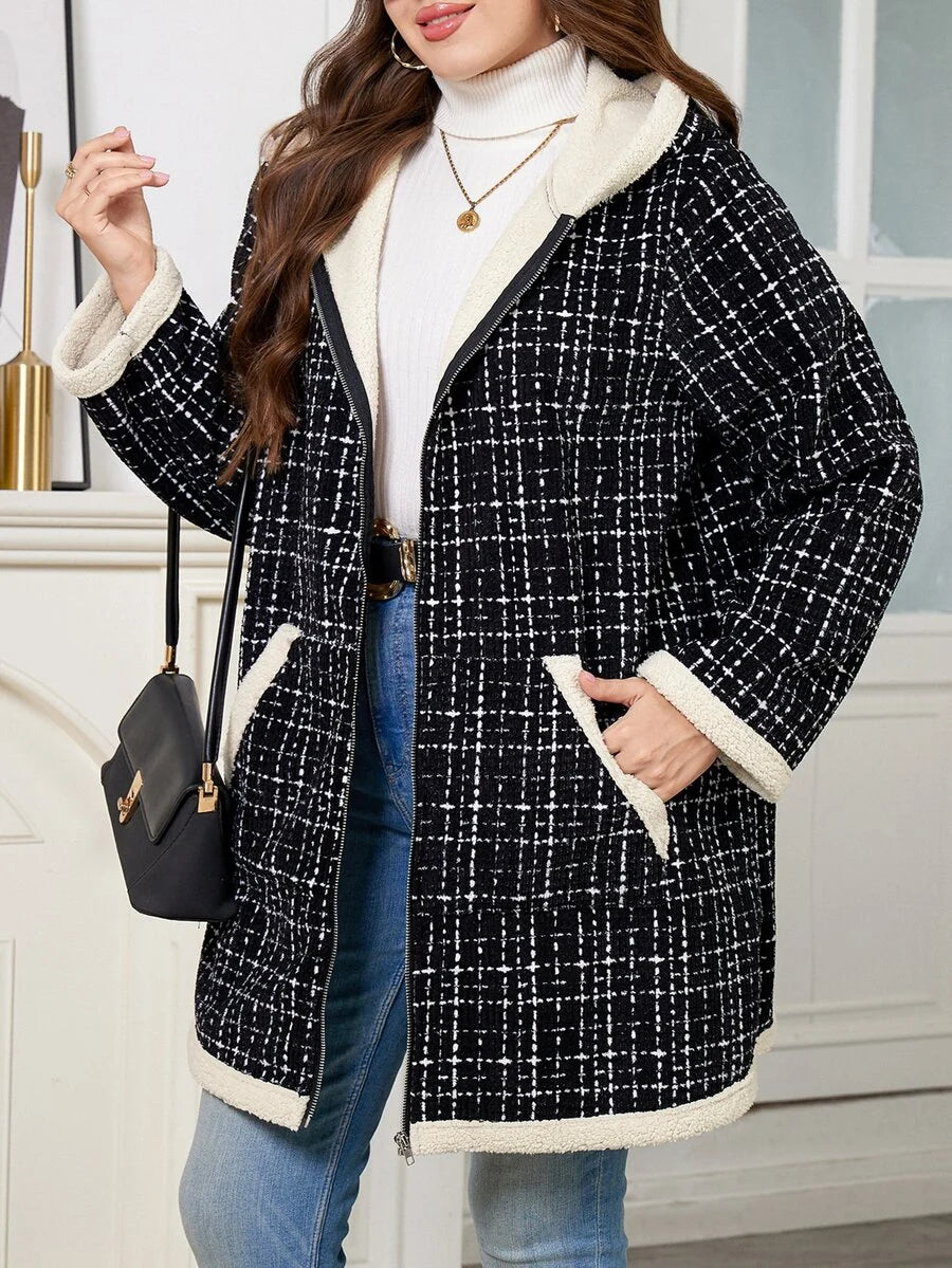 Plus Size Longline Knit Hoodie with Pockets