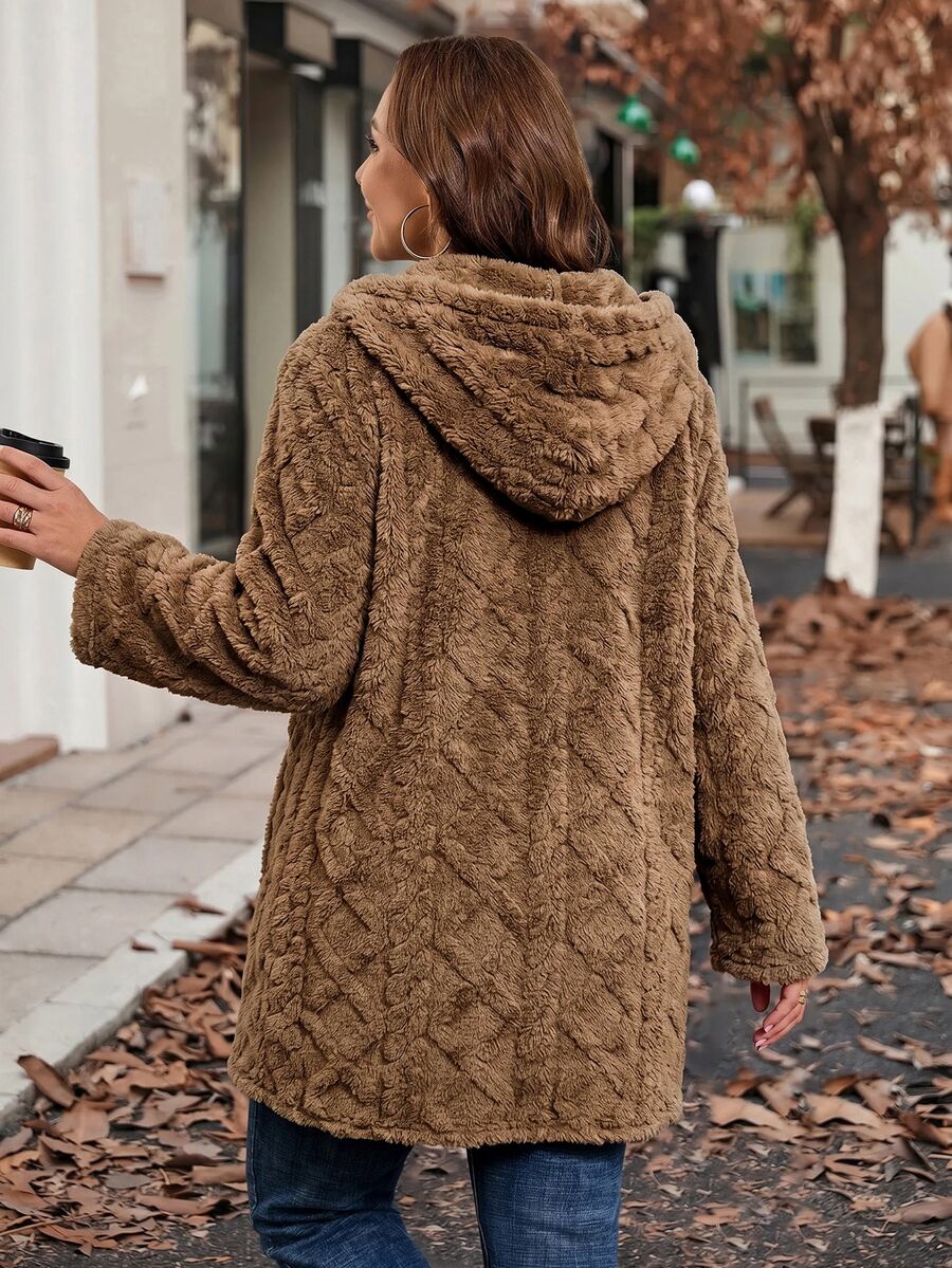 Plus Size Longline Knit Hoodie with Pockets