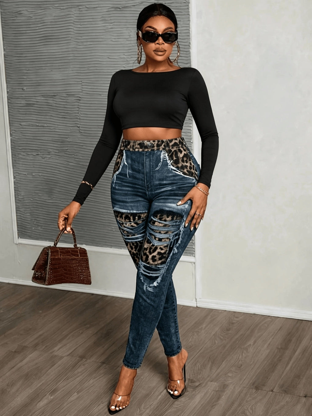 Plus Size High-Waisted Leopard Print Leggings