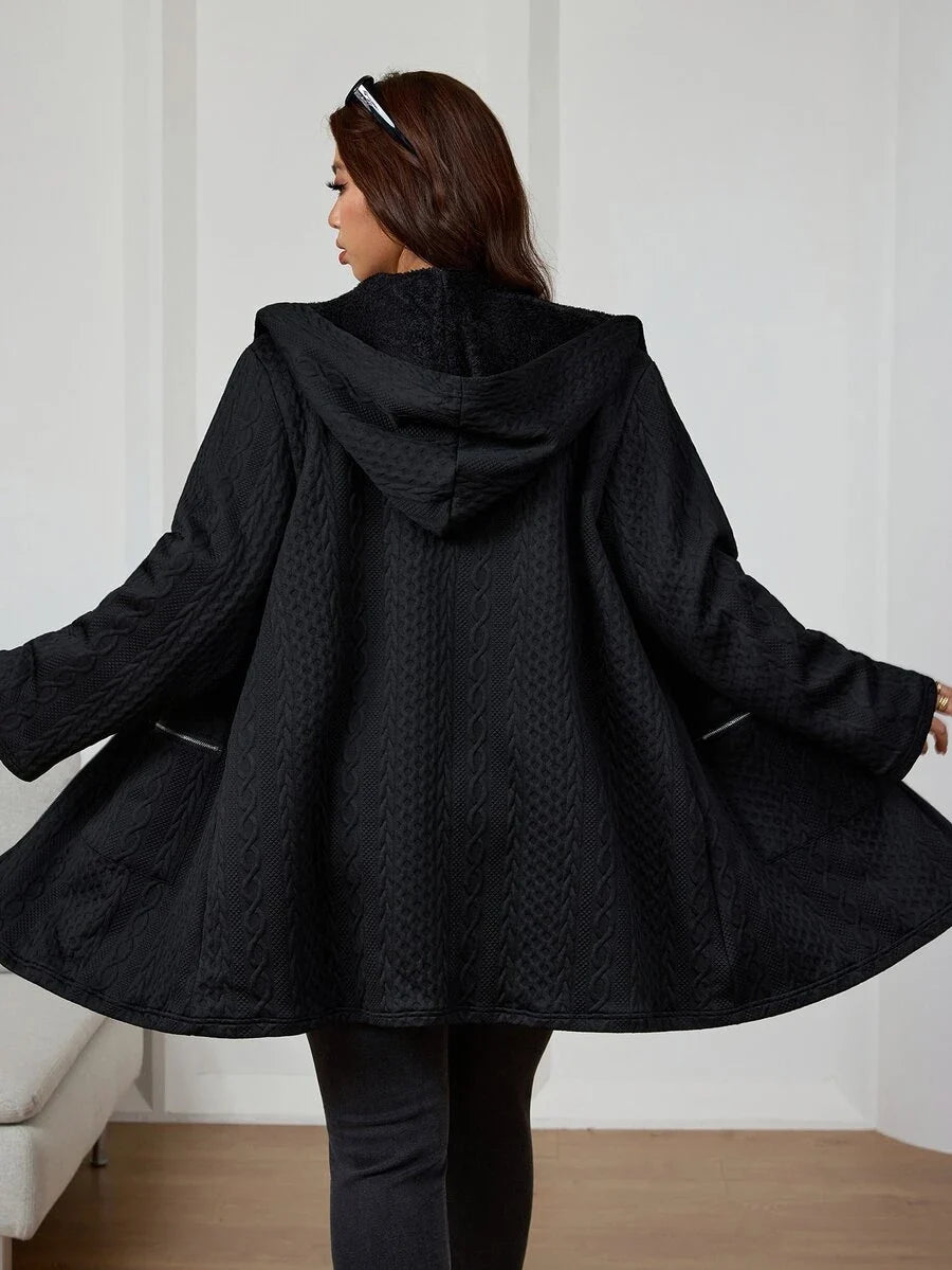 Plus Size Longline Knit Hoodie with Pockets