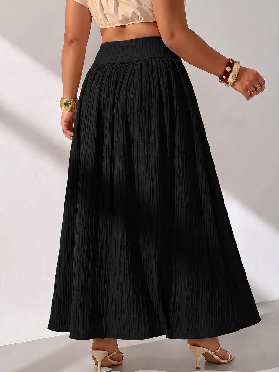 Plus Size A-Line Maxi Skirt with Pockets