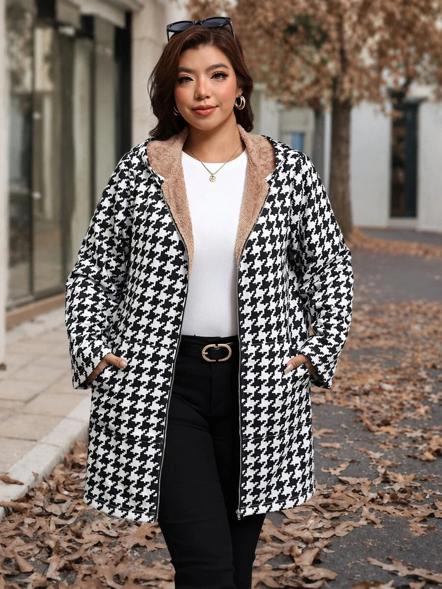 Plus Size Longline Knit Hoodie with Pockets