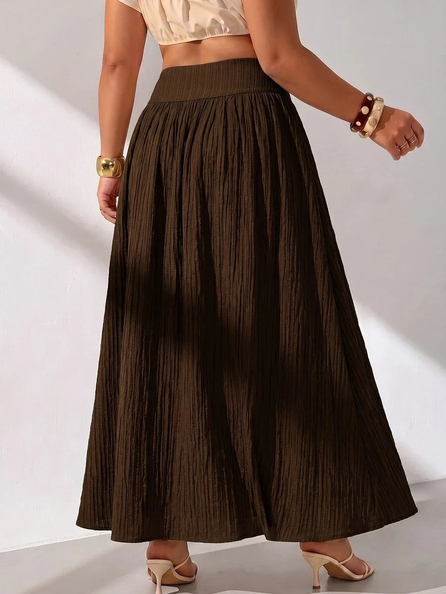Plus Size A-Line Maxi Skirt with Pockets