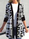 Plus Size Geometric Print Button-Up Cardigan