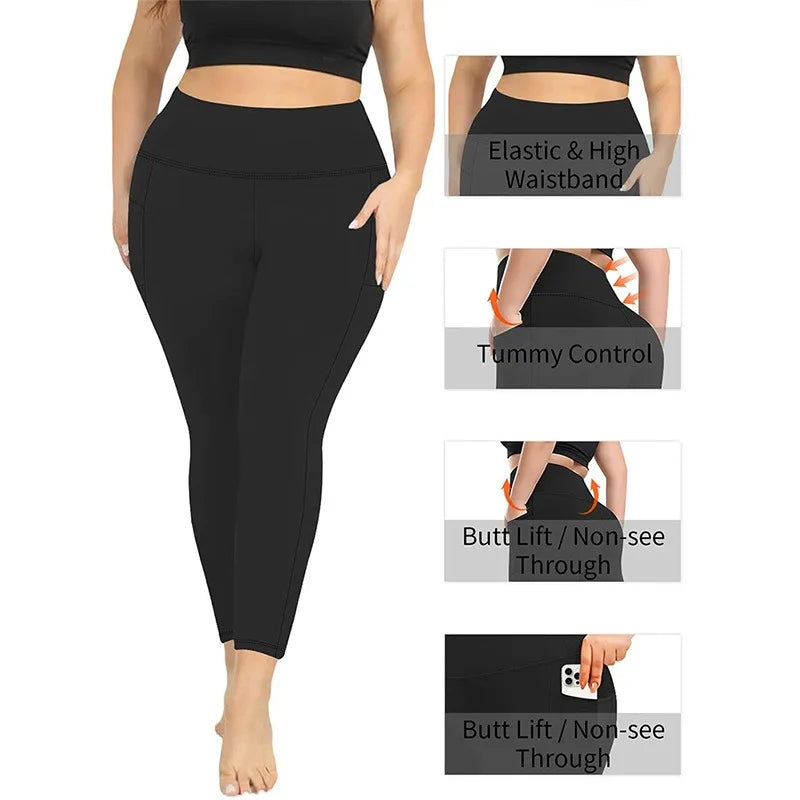 Plus Size High-Waisted Workout Leggings with Pockets