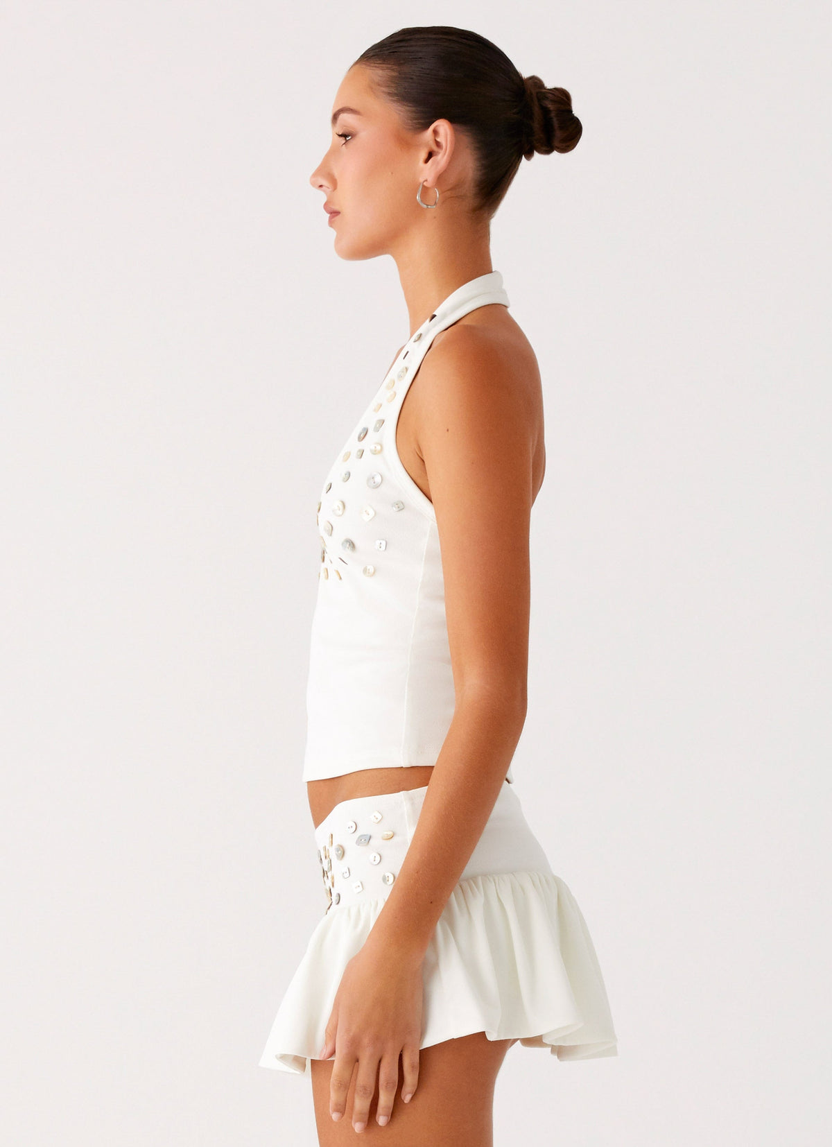 Vegas Nights Halter Neck Top - White