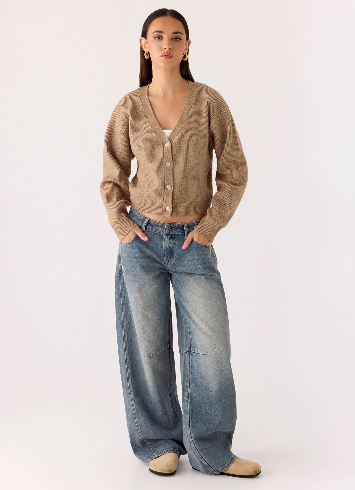 Waylon Low Rise Jeans - Mid Wash Blue