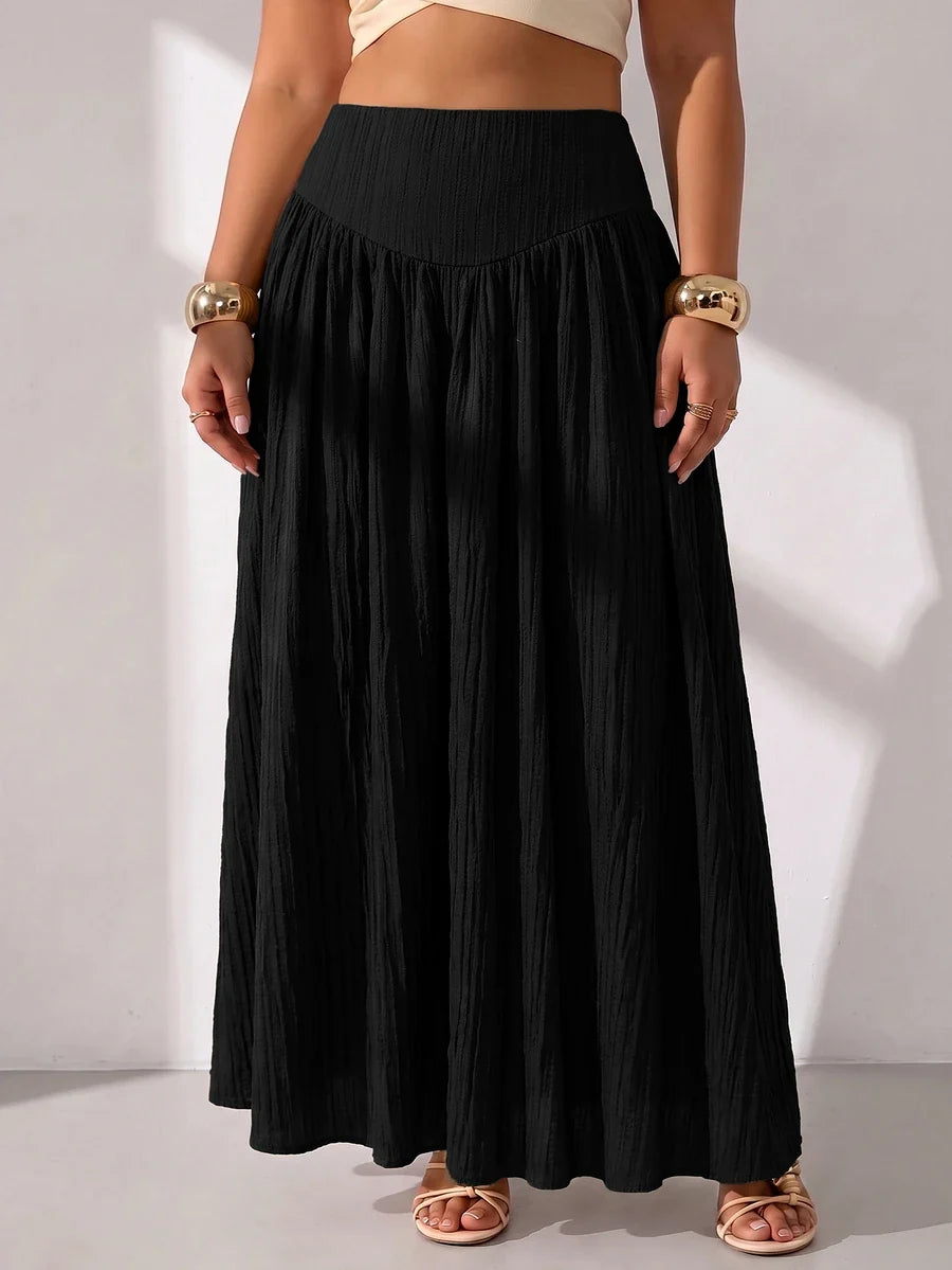 Plus Size A-Line Maxi Skirt with Pockets