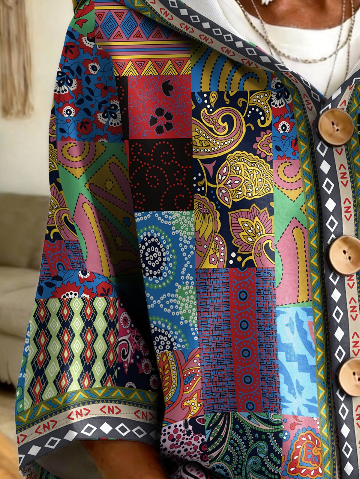 Plus Size Paisley Print Hooded Cardigan