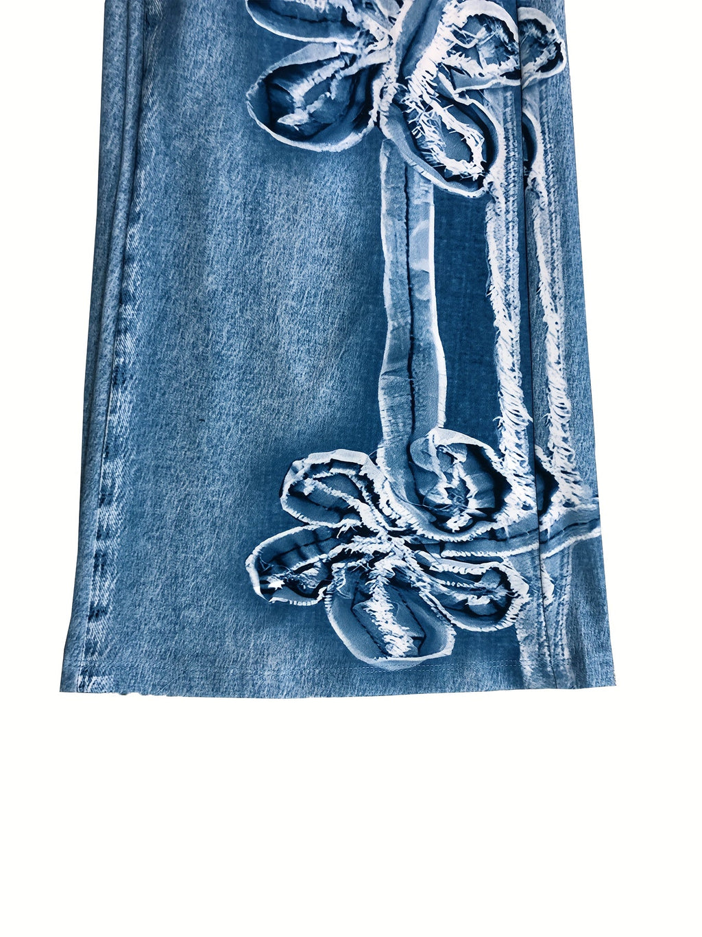 Plus Size Faux Denim Print Stretch Trousers