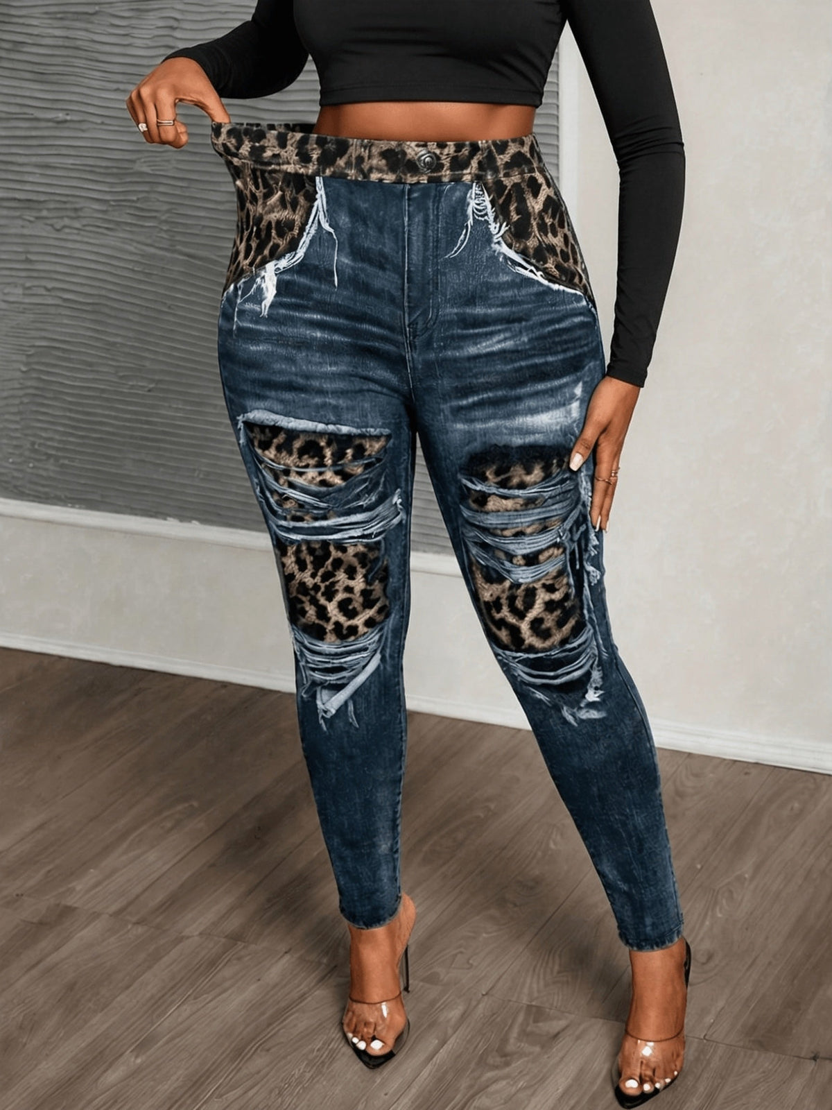 Plus Size High-Waisted Leopard Print Leggings