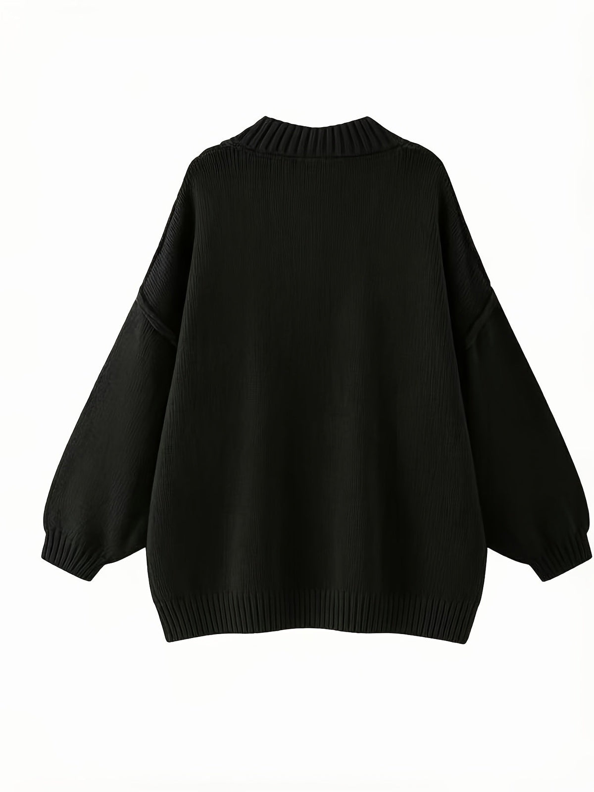 Plus Size Heart Button Crew Neck Cardigan