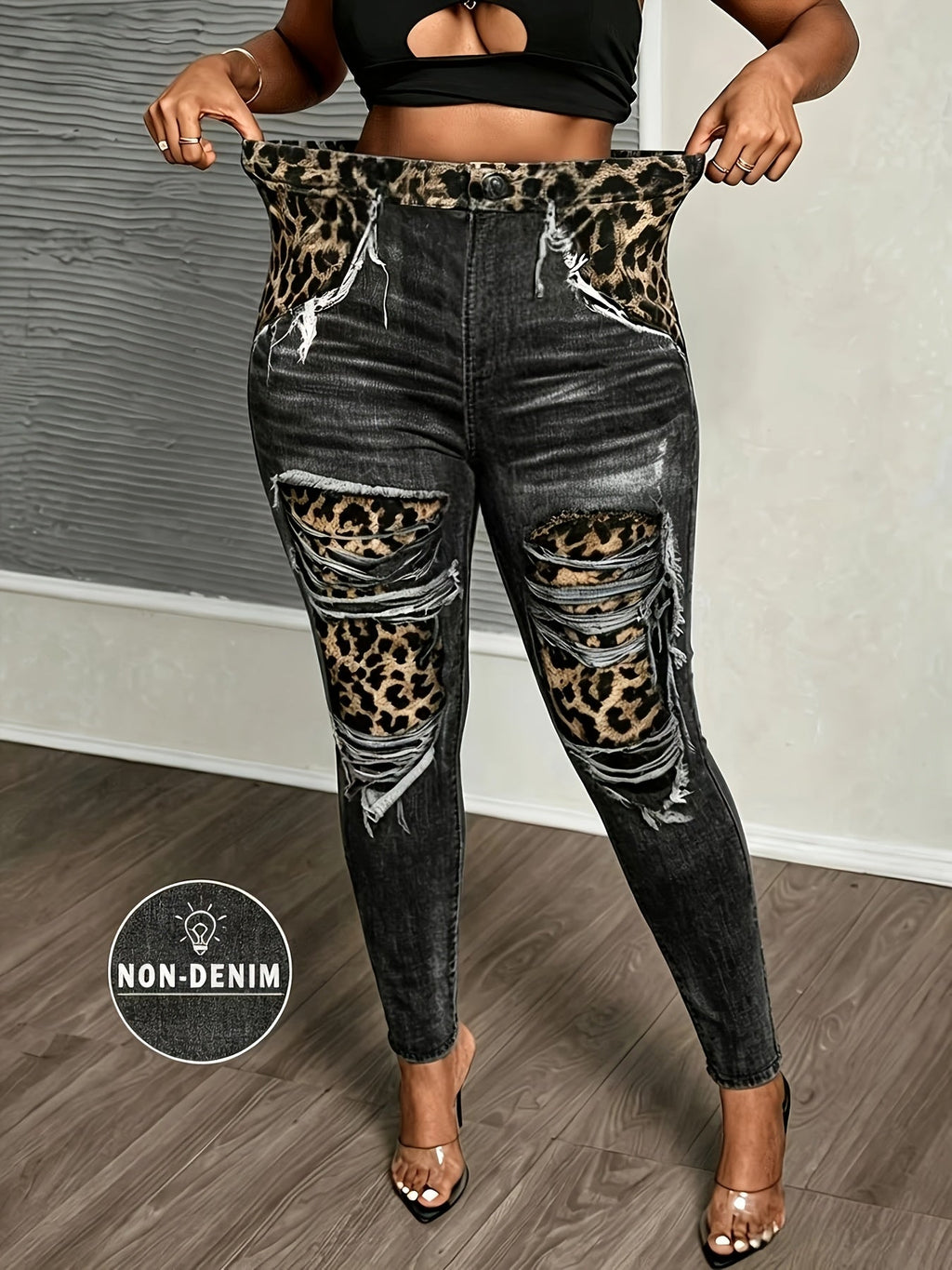 Plus Size High-Waisted Leopard Print Leggings