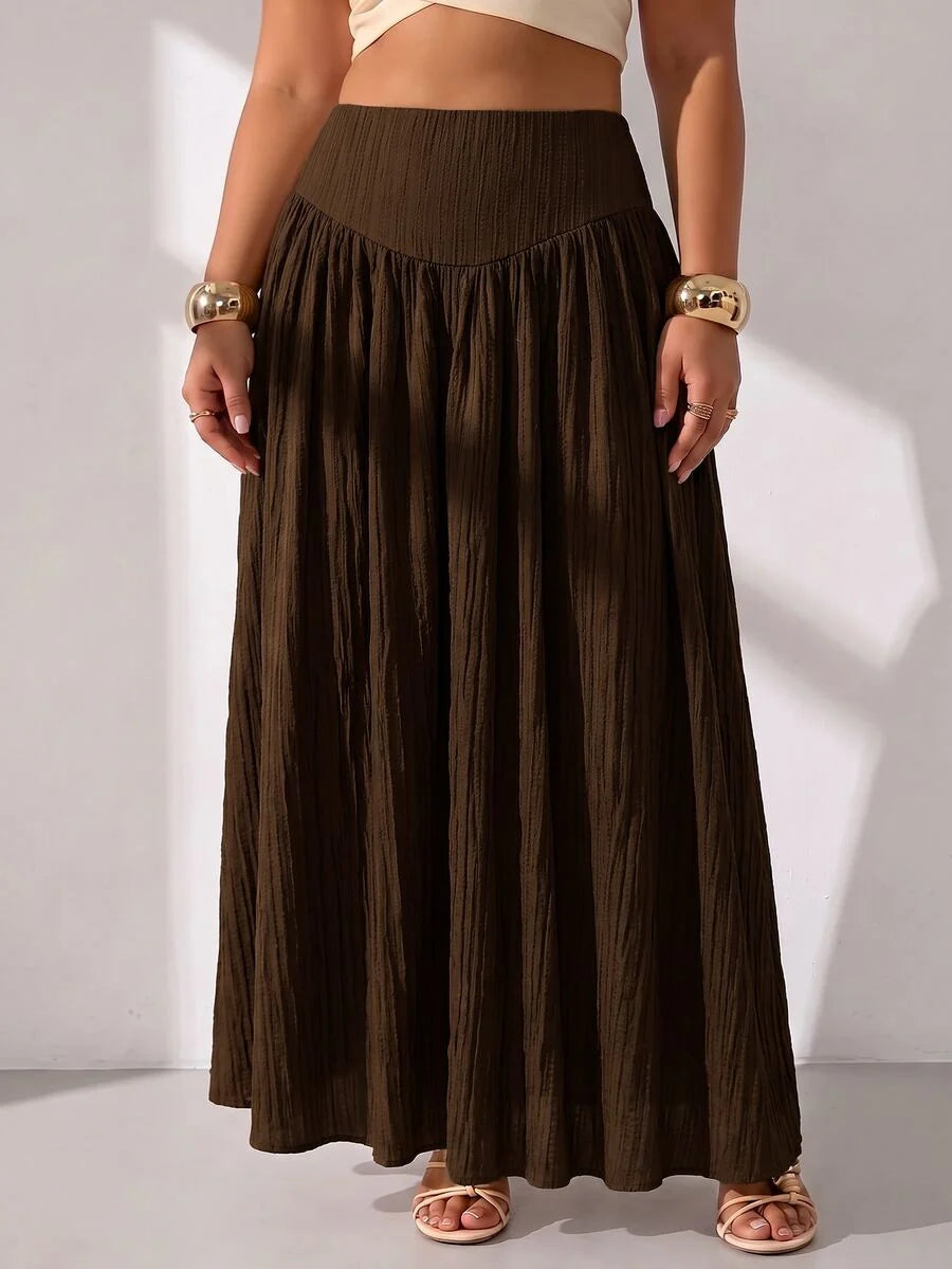 Plus Size A-Line Maxi Skirt with Pockets