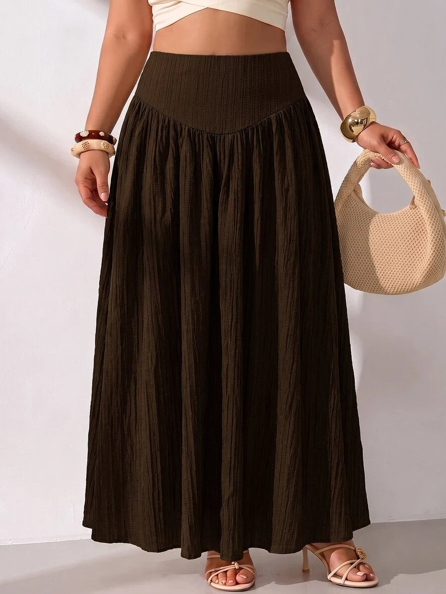 Plus Size A-Line Maxi Skirt with Pockets
